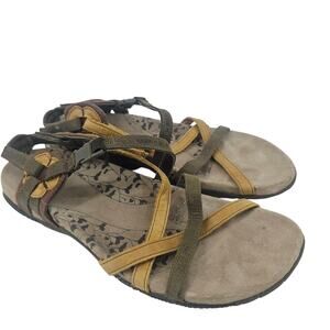 Merrell Women's Sandspur Rose Leather Athletic Sandal 9 Tan Olive Green Gorpcore